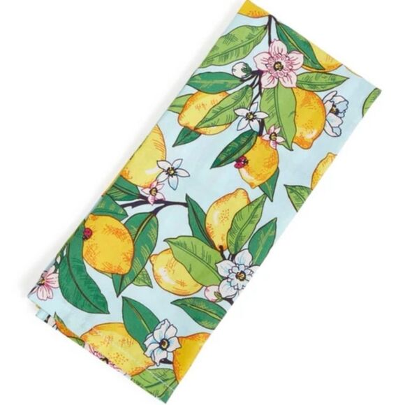 Vera Bradley Lemon Grove Blossoms Blue Yellow Set of 2 Cotton Kitchen Tea Towels - Picture 12 of 12
